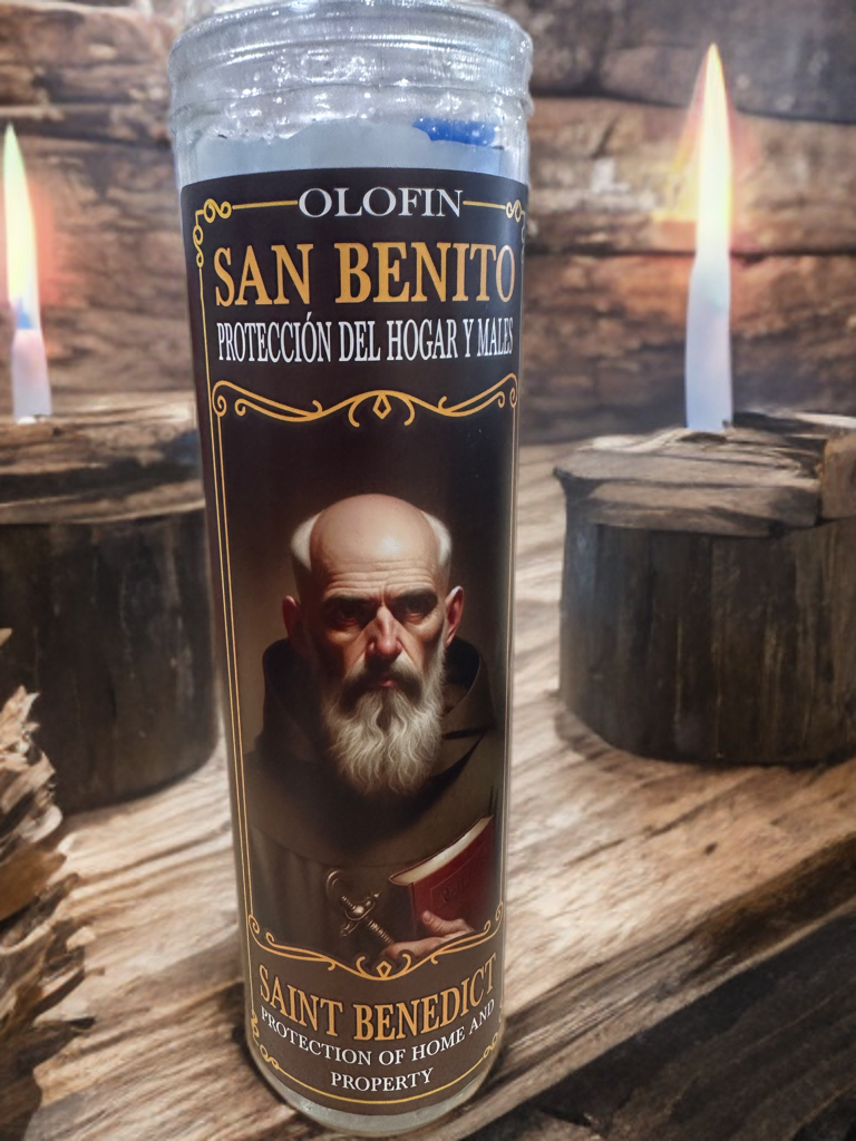 SAN BENITO VELADORA PREPARADA BLANCA